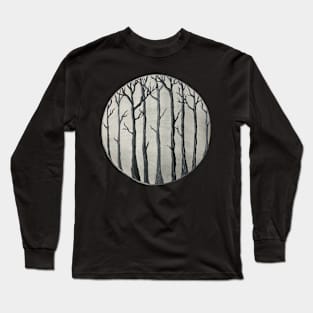 Trees In Fog, Mixed Media Long Sleeve T-Shirt